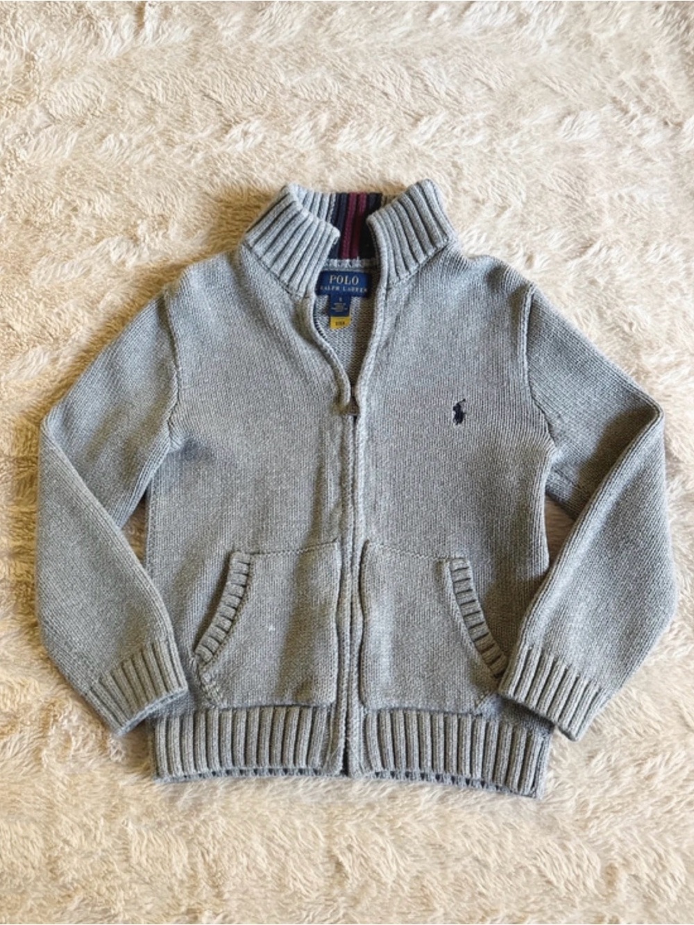 Polo by Ralph Lauren Kids Heather Gray Zip-Up Knit Jacket